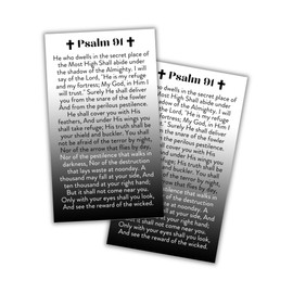 Psalms 91 Prayer for Protection Wallet Cards 30pk 2x3.5” Verses Black Gray Ombre Design New Drivers Pocket Encouragement Minimalist Modern