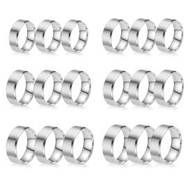 18PCS Stainless Steel Blank Core Ring 8mm Plain Inlay Finger Rings Round Solid Metal Band Size 6/7/8/9/10/11 Comfort Simple Brushed Matte Polished Silver Wedding Ring for DIY Jewelry Making (A1)