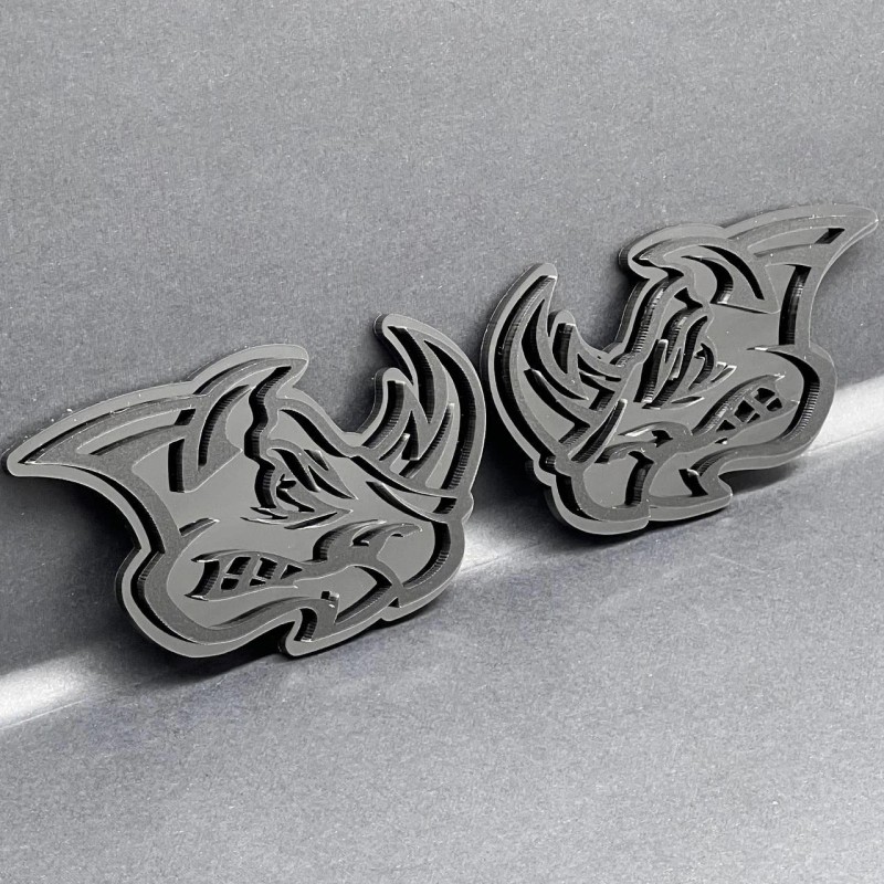 Emblem Badge 2pcs Rhino Badges Emblem Black Mate Black BADGES