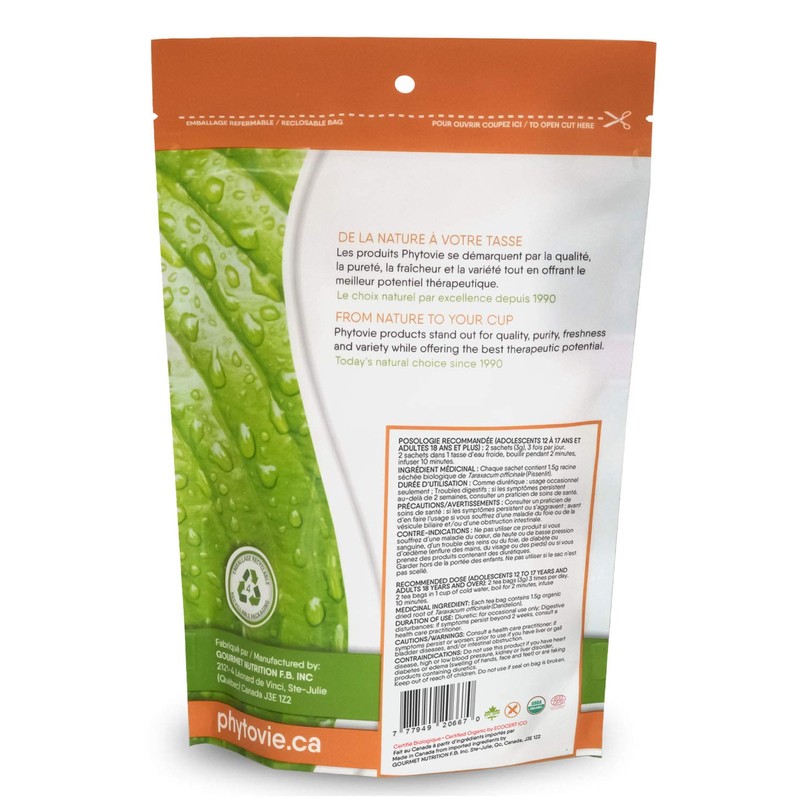 Organic Dandelion tea, Increase Bile Flow, treat digestive disturbances (indigestion)