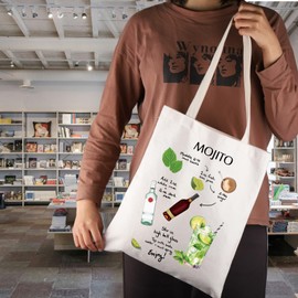 JNIAP Mojito Lover Gift Mojito Bar and Recipe Tote Bag Cocktail Recipe Bundle Gift (Mojito Recipe Tote Bag)