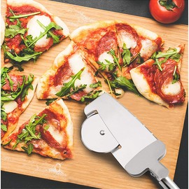 K KIRKWOOD KITCHEN Pizza Cutter, 3-in-1 Stainless Steel Pizza Cutter Wheel, Pizza Roller, High-Quality Dough Wheel, Cutter Blade, Sharp Pizza Cutter with Non-Slip Handle, Serving Spatula with Clip, 2