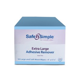 Safe n' Simple Skin Barrier Wipes - 50 Extra Large Individual Barrier Film Wipes - Skin Prep Protective Wipes - Bandage Medical Adhesive Remover for Skin 4”x4.7”