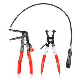 Forbabe Pack of 2 Hose Clamp Pliers, Ratchet Locking Function Hose Clamps Pliers with Straight Neck Spring Band Clamp Pliers with Wire Shaft for Car Repairs for Removal and Installation