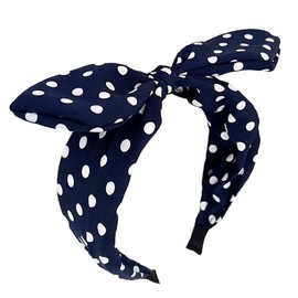 Deghew Red Polka Dot Bow headbands cute headbands hair accessories for women and girls (Wave Dot Navy, one size)