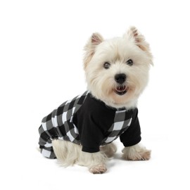 Leveret Dog Pajamas 100% Cotton Black & White Plaid (Size X-Small)