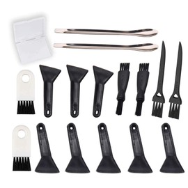 Black Scrapers, Vlmits Brushes with Spoons Kit for Herb Grinder Keef Scraper Brushes,Spoons Kits and Case