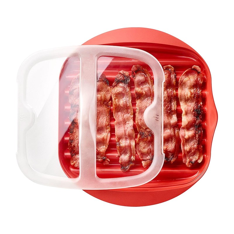 Microwave Bacon Tray with Splatter Lid, Bacon Rack, Microwave Easy