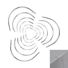 Pack of 12 Curved Sewing Needles, Leather Needles, Hand Sewing Needles, Sewing Needles Set for Sewing Solid Leather Upholstery Needle for Decorative Leather Sewing Needle Kit, Micro Ring Needle Set,