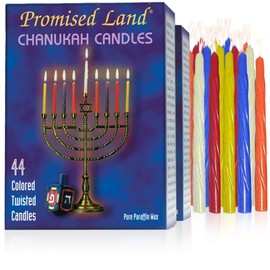 Promised Land Premium Chanukah Candles (44 Count Box, Assorted Colors) - Enough Candles for 8 Days of Chanukah - Fits Most Standard Menorahs (2)
