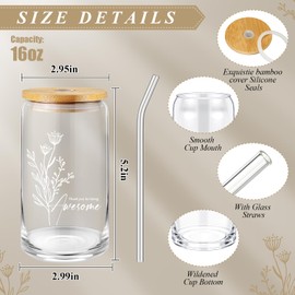 Blushtier Employee Appreciation Gifts Bulk 16 oz Glass Cups with Lids Straws Thank You Gifts for Graduation Students Teacher Volunteer Nurse(Classic Color,20 Pcs)