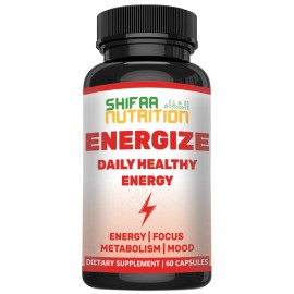SHIFAA NUTRITION Halal ENERGIZE Caps for Women & Men, supports Metabolism, Mood, Focus,60 Caps