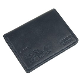 Peanuts 73119 Pass Case, Men's, Women's, Genuine Leather, Simple, Bi-fold, Compatible with IC Cards, Commuter Pass Holder, "HISTORIC ROUTE" Series (Navy), navy