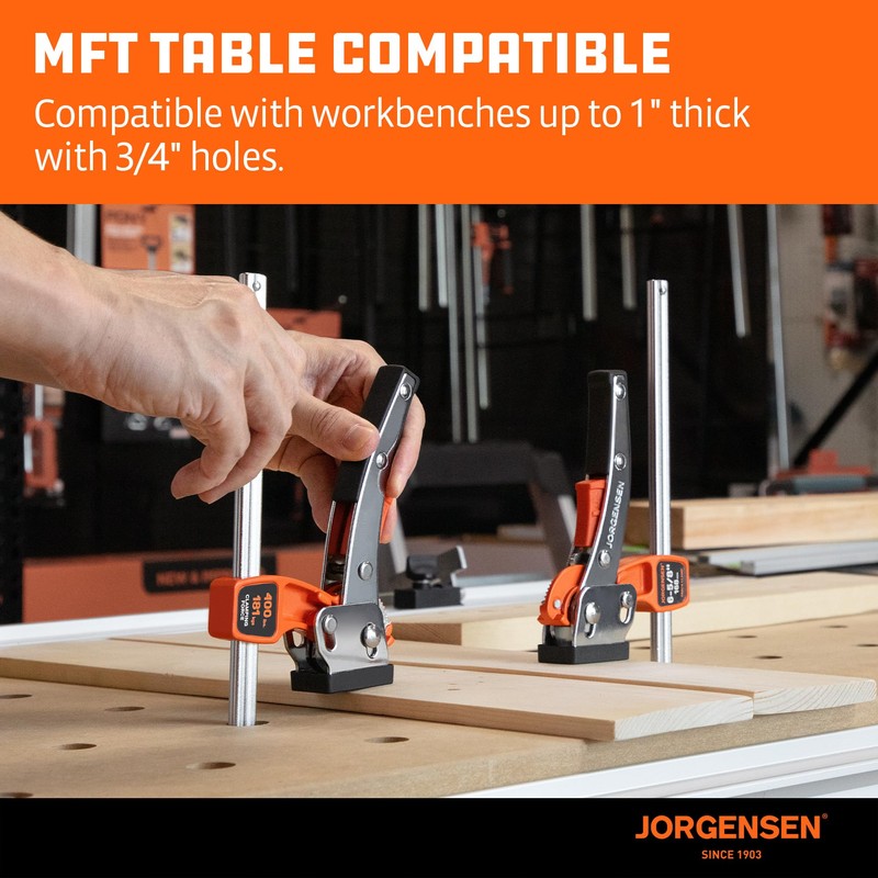 Jorgensen 6-5/8" Ratcheting Table Clamp, Quick Release Track Saw Clamp,