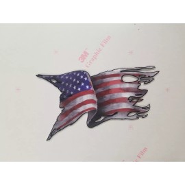 Decals by Haley American Flag Decal VInyl Sticker Tattered Waving Subdued Grunge USA Old Glory