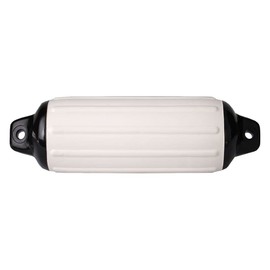 TAYLOR MADE PRODUCTS Super Gard Inflatable Vinyl Boat Fender 8.5" x 26", Double-Molded Ends, Fits 5/8" Lines, for Boats 15-35', Ribbed Design, Rubber Football Needle Inflation, White - 2020108254