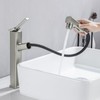 HANLIAN Single Hole Bathroom Pull Out Faucet with Rotating Spout,