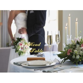 Clear Acrylic Sign with Wooden Stand Table Numbers DIY, 10 Pack Acrylic Sheets Table Signs for Wedding, 4x6 Inch Arch Signs Blank for Restaurant Party Bridal Shower (No printing included)
