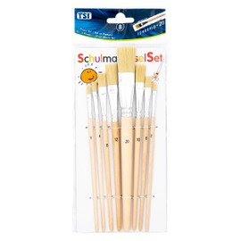 TSI 49209 Bristle Brush Set 8 Pieces (Sizes 1, 2, 4, 6, 8, 10, 12 and 20), Natural Shaft