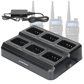 BAOFENG UV-5R Six Way Charger Multi Unit Charger Station for Baofeng UV-5R BF-F8HP UV-5R+ UV-5RE UV-5RTP UV-5X3 RT-5R RT-5RV MK4 Two Way Radio and Battery Accessories