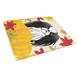 Caroline's Treasures BB2036LCB Japanese Chin Thanksgiving Glass Cutting Board Large, 12H x 16W, multicolor