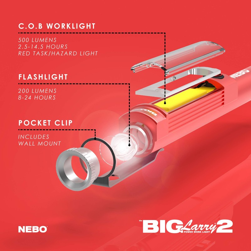 NEBO Big Larry 2 Work Light | 500 Lumens, 4