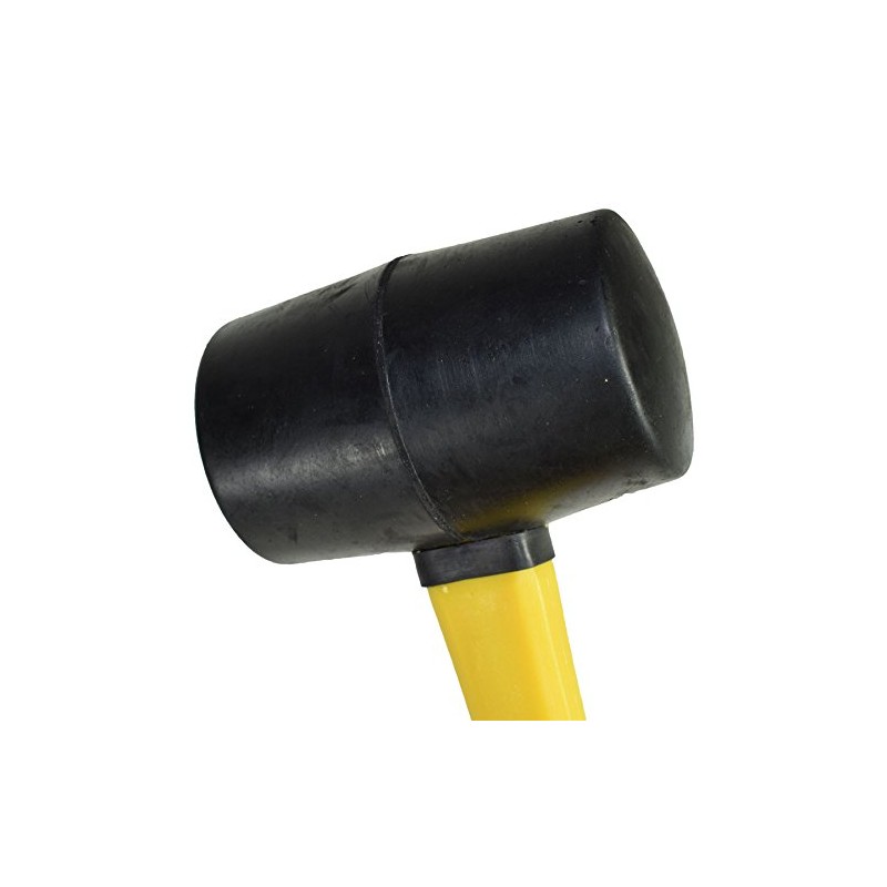 16oz Black Rubber Mallet Non Marking Hammer with Fibreglass Handle