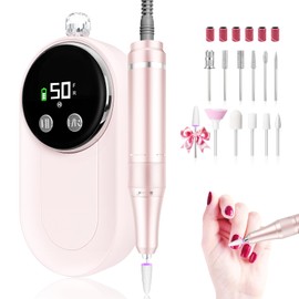 FLORAVIC Portable Nail Drill Professional (Electric Nail File with Bits Set & Base) (50000RPM Rechargeable Art Tool Kit for Acrylic Gel Polishing Removing) Cordless E-File for Manicure, Salon & Home