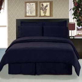 Royal Hotel Bedding Queen Solid Navy Wrinkle-Free Brushed Microfiber Sheet Set, deep Pocket, 95gsm, 100% Luxury Sheets.