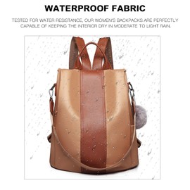 Miss Lulu Ladies’ Backpack - Waterproof Nylon School Bag - Anti-Theft Daypack - Shoulder Bag for When You’re Out and About, brown