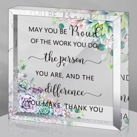 Coworker Gift Acrylic Thank You Gift Employee Appreciation Gift for May You Be Proud of the Work You Do Sign for Retirement Goodbye Farewell Gift Inspirational Paperweight Keepsake (Bright Style)