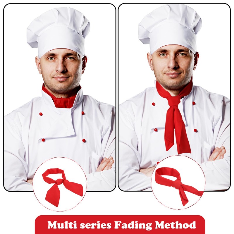Shyyween 6 Pcs Chef Neckerchief Red Chef Scarf for Men