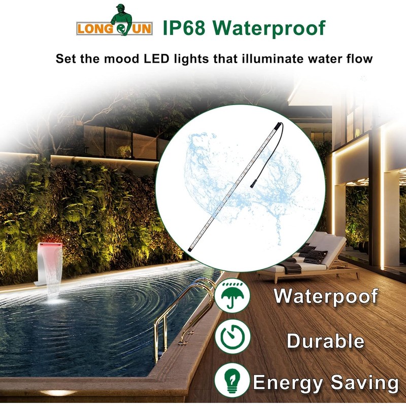 Longrun LED Fountain Light, Waterfall LED Light Strip,Remote and APP