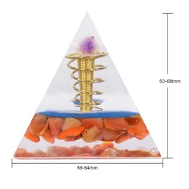 mookaitedecor Carnelian Crystal Orgone Pyramid with Amethyst Cluster Wrapped Copper Wire, Orgonite Energy Generator Stone Ornament for Chakra Reiki Balancing Meditation