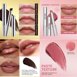 Baorder 2PCS Honey Lipstick Tinted Lip Balm,Hydrating Natural Glossy Black and Pink Honey Lip Balm,Sheer Lip Balm,Moisturizing Black and Pink Lipstick Makeup Lip Care for Repairing Dry Lips