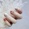 24pcs Nail Tips Amber Bow Short Sweet Girls Nails