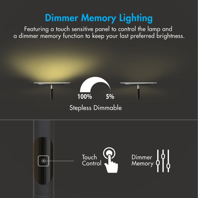 Tenergy Modern Torchiere Floor Lamp, 3000L LED, 30W, Remote Control,