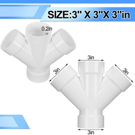 Pushglossy 3 Inch Hub PVC DWV Double Wye Schedule 40 for Use in Sanitary Drainage, Waste and Ventilation (DWV), Sewer and Stormwater Applications, White