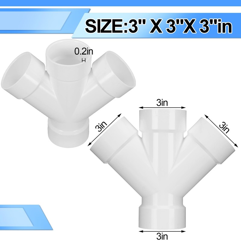 Pushglossy 3 Inch Hub PVC DWV Double Wye Schedule 40