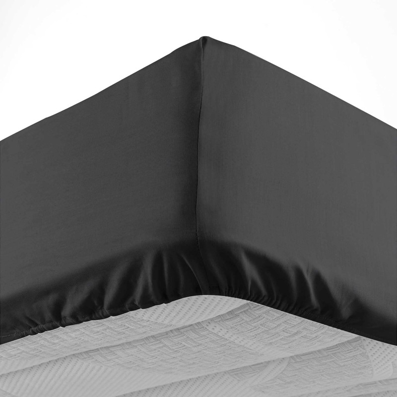 douceur d'intérieur, Fitted Sheet (160 x 200 cm) Lina Black,