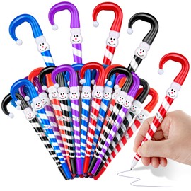 FFNIU 36 Pcs Christmas Pens, Christmas Snowman Ballpoint Pens for Kids, Snowman Umbrella Cane Pen for School Boys and Girls Office Supplies