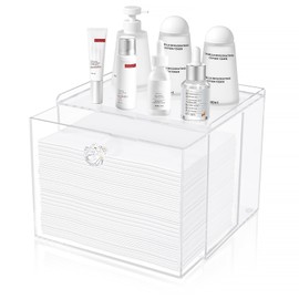 Jumyee Disposable Facial Towel Storage Box, Acrylic Facial Towel Storage Box with Drawer Compatible with Clean Skin Club Clean Towel XL, Wall-Mounted Disposable Face Towel Holder, Face Towel Luxe Box