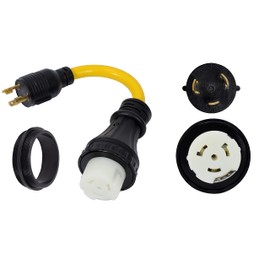 ONETAK NEMA L5-30P to SS2-50R 120V 30 Amp10 AWG 3 Prong Male Plug to 4 Prong Two Hots Bridged Twist Lock Female Outlet Receptacle RV Generator Marine Shore Power Cord Adapter