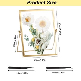 Glass Pressed Flower Frames, 15x20cm Glass Frames for Pressed Flowers, Floating Picture Frames, Gold Glass Photo Frames, Tabletop Handmade Artwork Photo Frames Ornament for Home Decoration