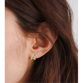 Stud Earrings for Women, Geometric Cross Cubic Zirconia Studs Earrings│Dainty Small Stud Earrings Jewellery for Anniversary Christmas