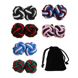 Men's / Women's Silk Fabric Knot Cufflinks for Shirt/Dress, Reusable (B) 6 Pairs