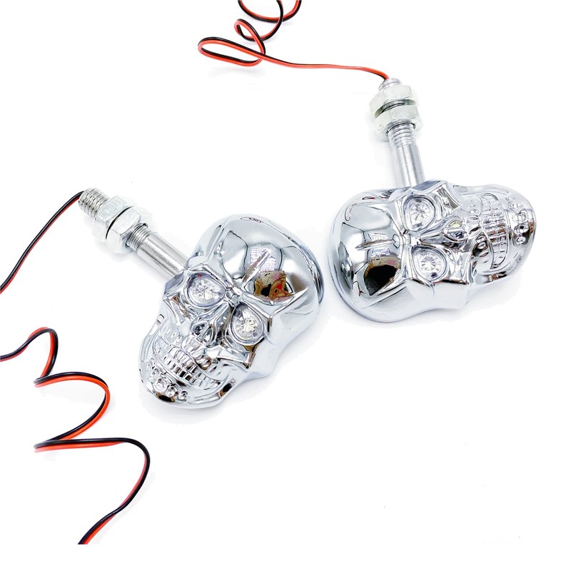 PerfecTech Motorcycle 10mm Screw Skull Head LED Amber Turn Signal