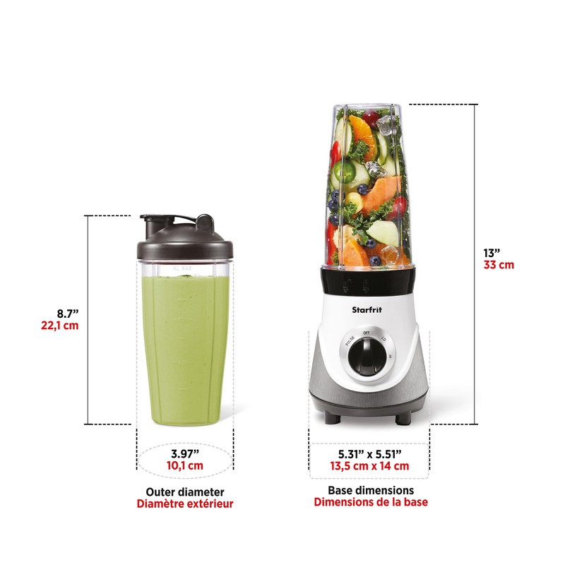 Starfrit Personal Blender 7PC Set - Two 828ml Cups -