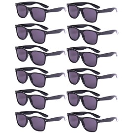 Eyegla 12 Pack Black Sunglasses Bulk 80s Multipack Sunglasses Party Retro Glasses for Men Women