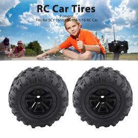 RC Tire, 2Pcs 85mm Hex RC Car Tire Wear Resistant Rubber RC Wheel Tire Practical Anti Slip 1/16 RC Car Tire Easy to Install RC Rubber Tires for SCY 16101 16102 1/16 RC Car